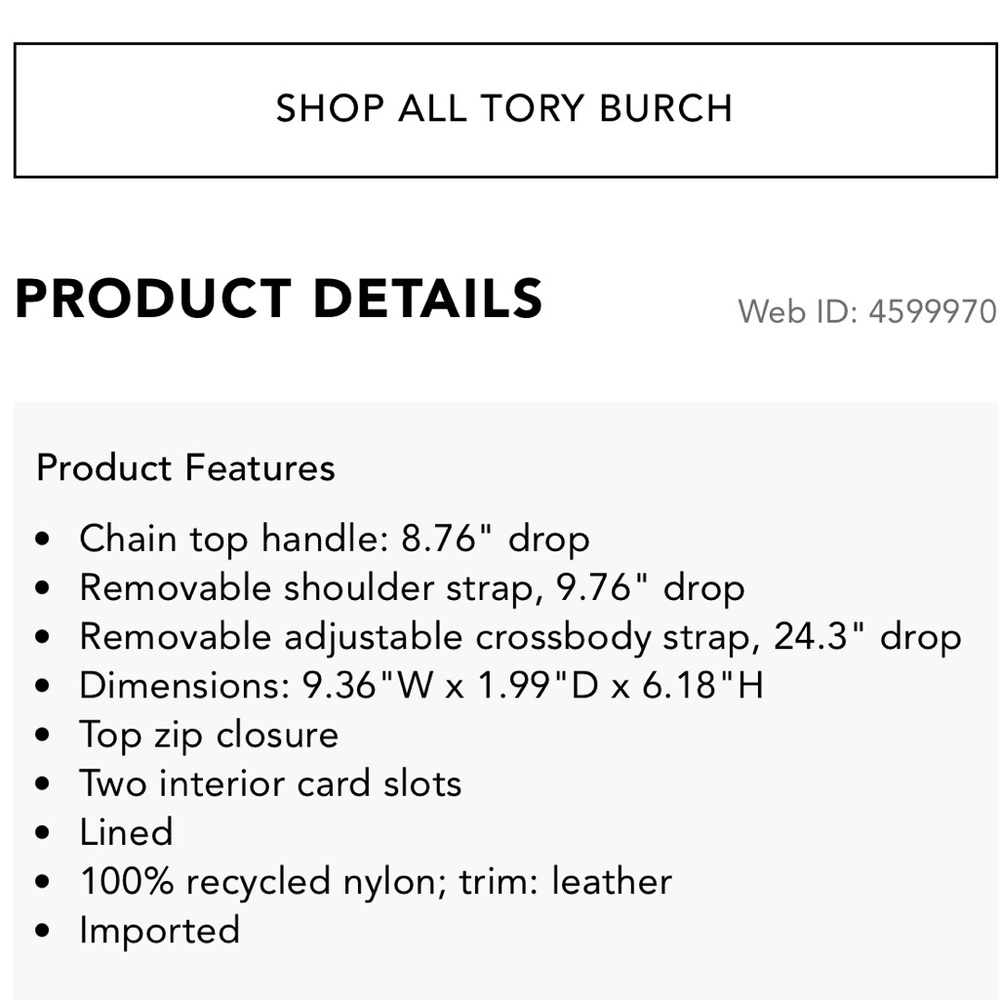 Tory Burch Mint Green nylon Chain-Accent shoulder with Crossbody Bag - Picture 7 of 7